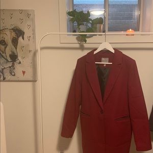 Oversized wool blend wine coloured coat